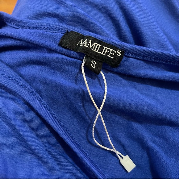 MATERNITY AAMILIFE Maternity V-Neck Long Sleeve Ruched Waist Dress - Picture 8 of 12